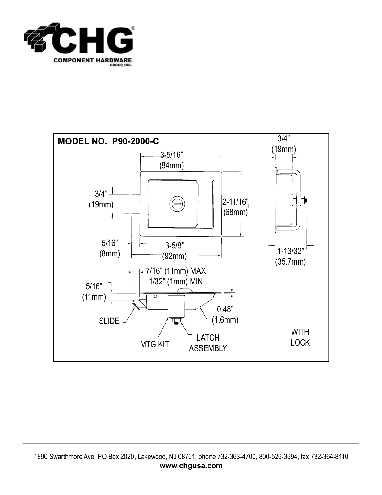 Component Hardware P90-2000-C User Manual