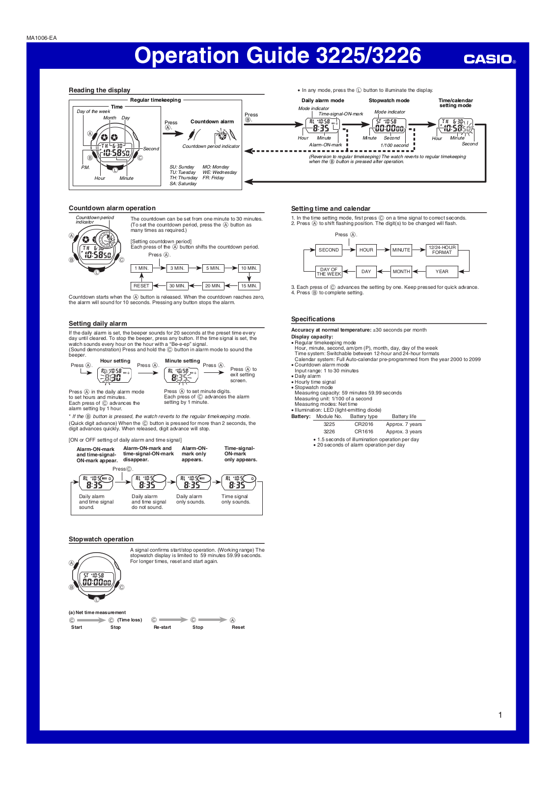 Casio 3225 User Manual