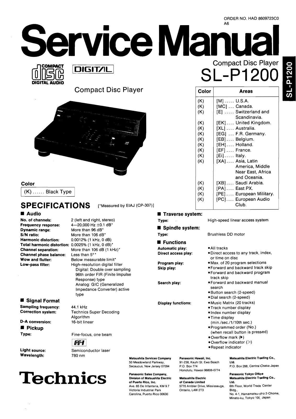 Technics SL-P-1200 Service Manual