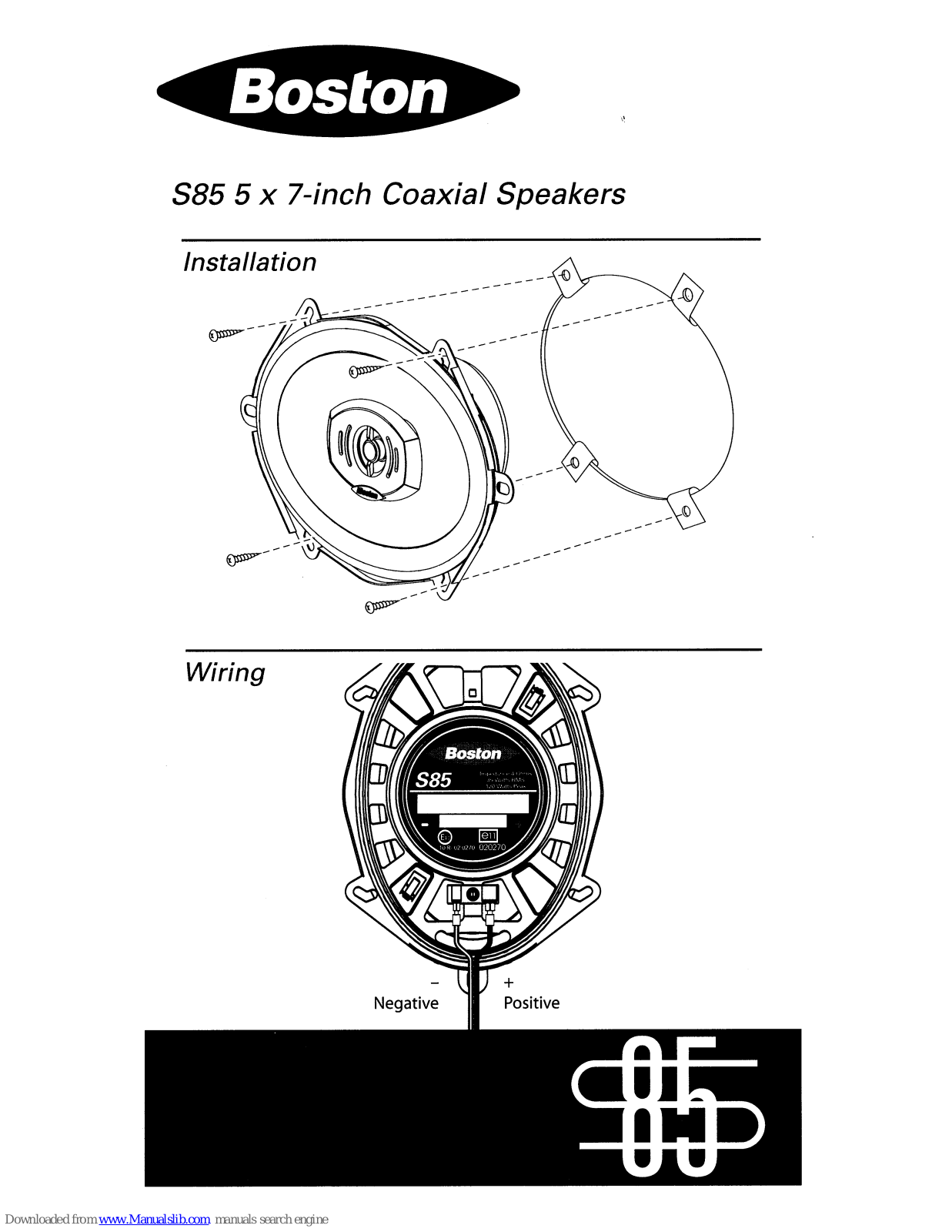 Boston S85 Quick Manual