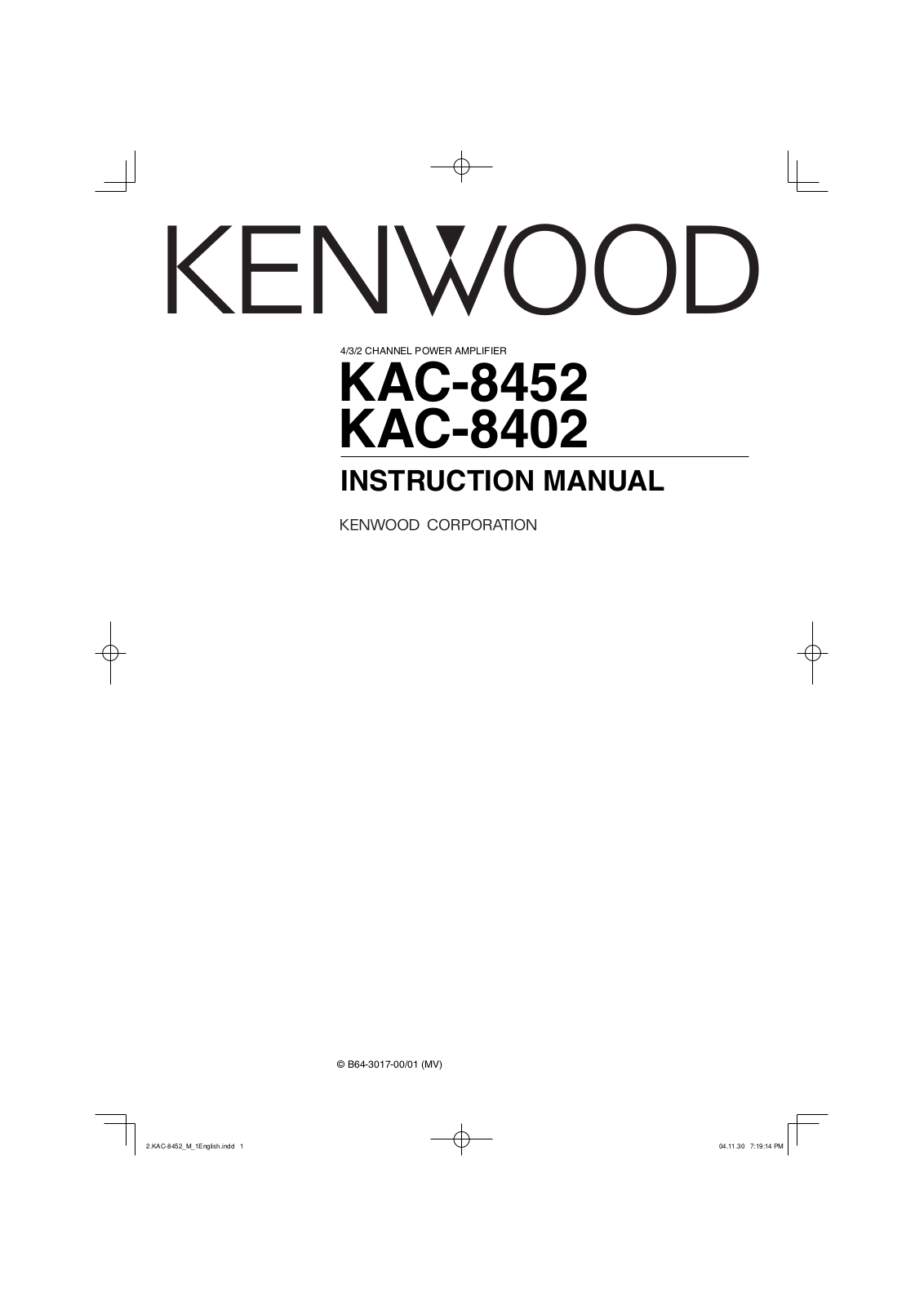 Kenwood KAC-8452, KAC-8402 User Manual