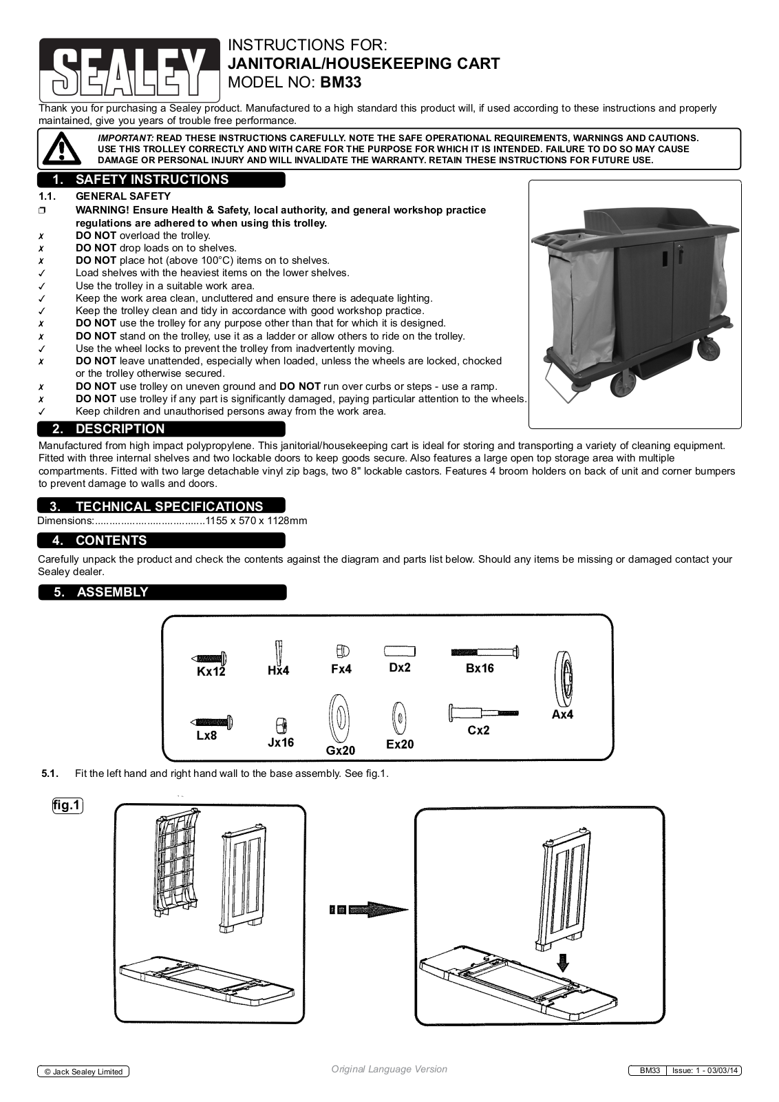 Sealey BM33 Instructions Manual