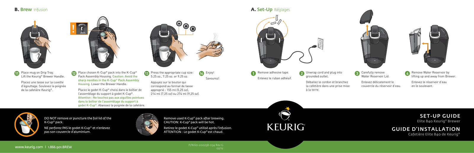 Keurig Elite Quick Start Manual