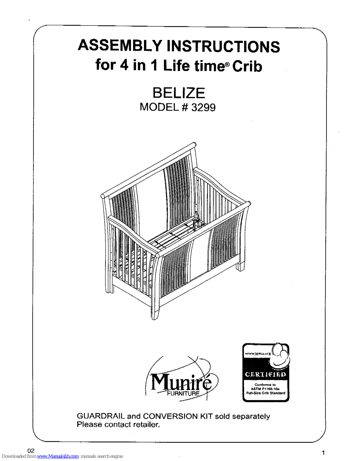 Munire Belize 3299 Assembly Instructions Manual