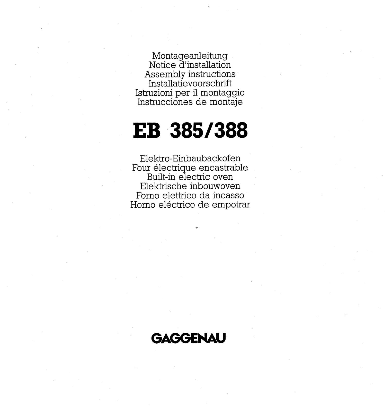 GAGGENAU EB 388110 User Manual