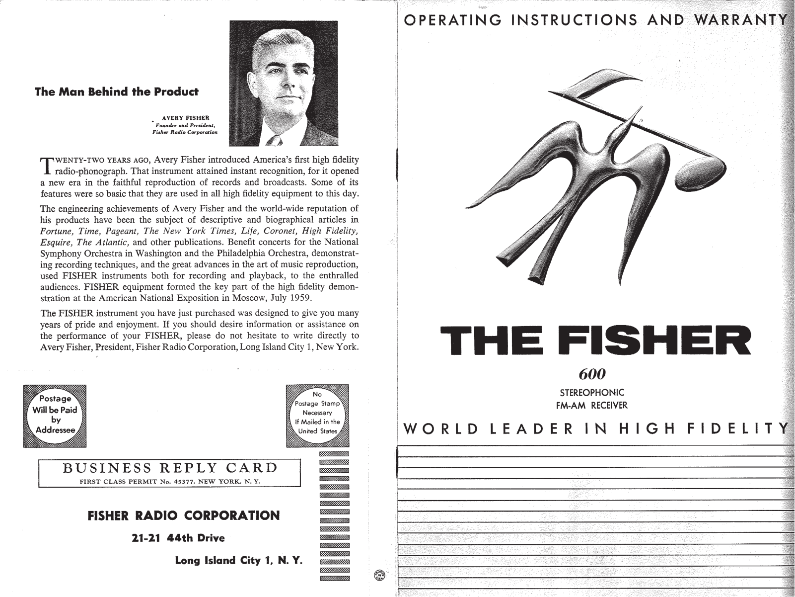 Fisher 600 Owners manual