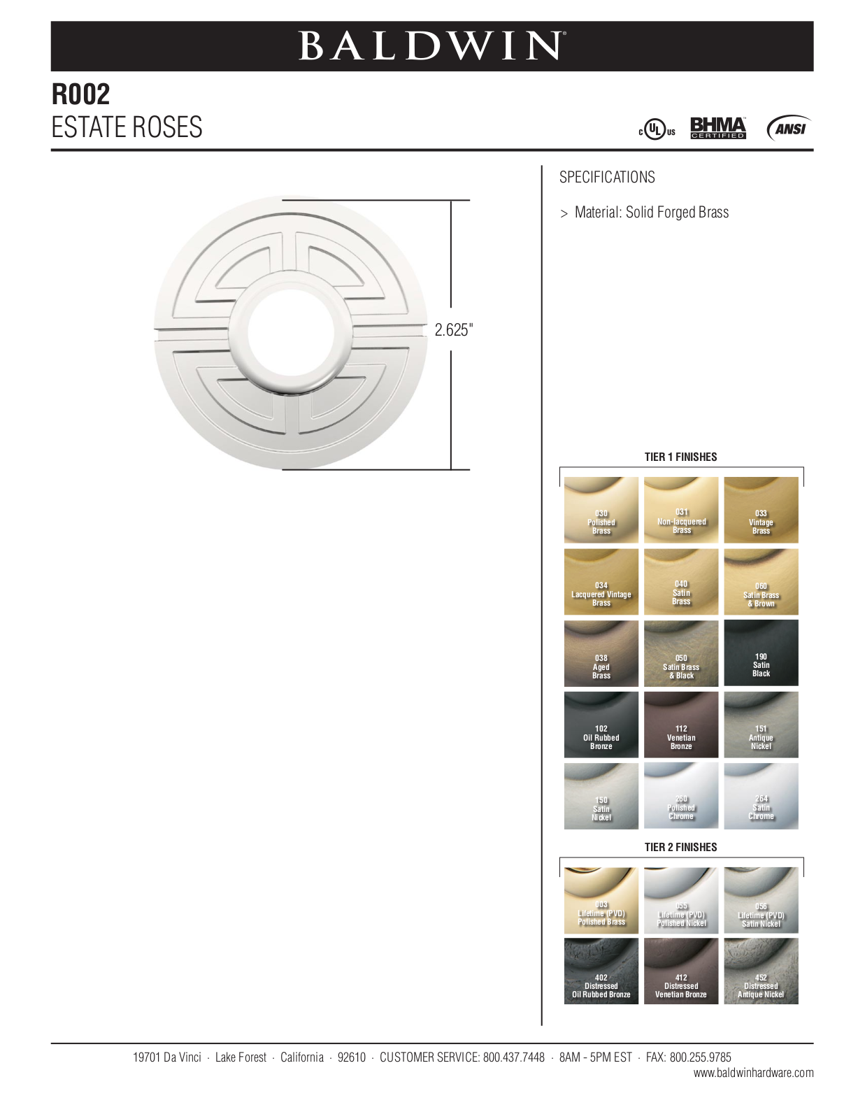 Baldwin R002 User Manual