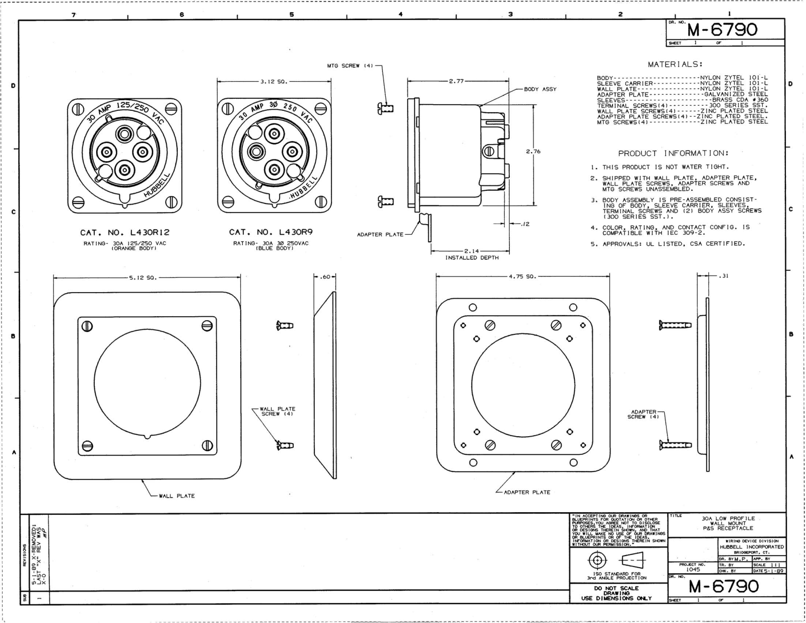 Hubbell L430R12 Reference Drawing