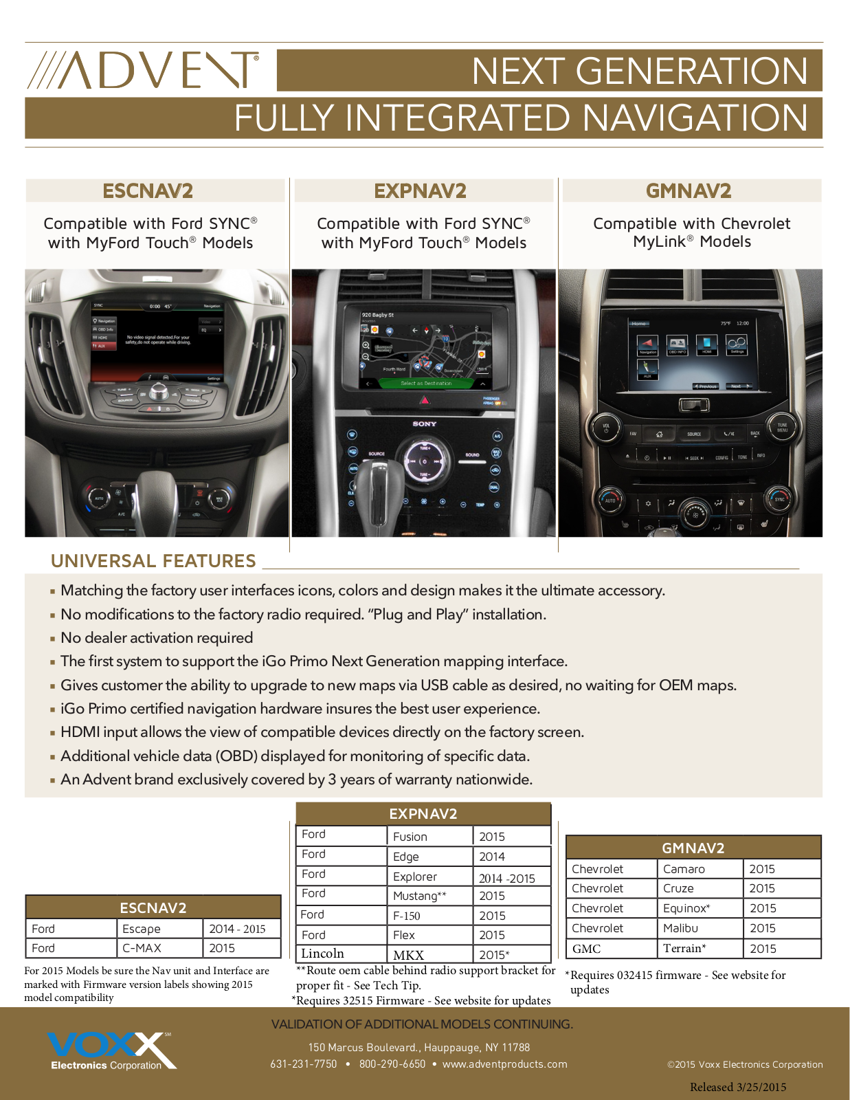 Audiovox ESCNAV2, EXPNAV2, GMNAV2 Application Guide