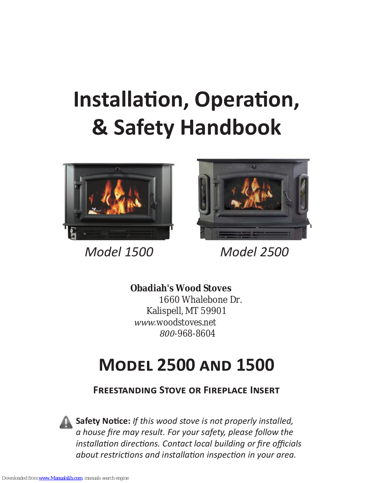 Obadiah's Wood Stoves 1500, 2500 Owner's Manual