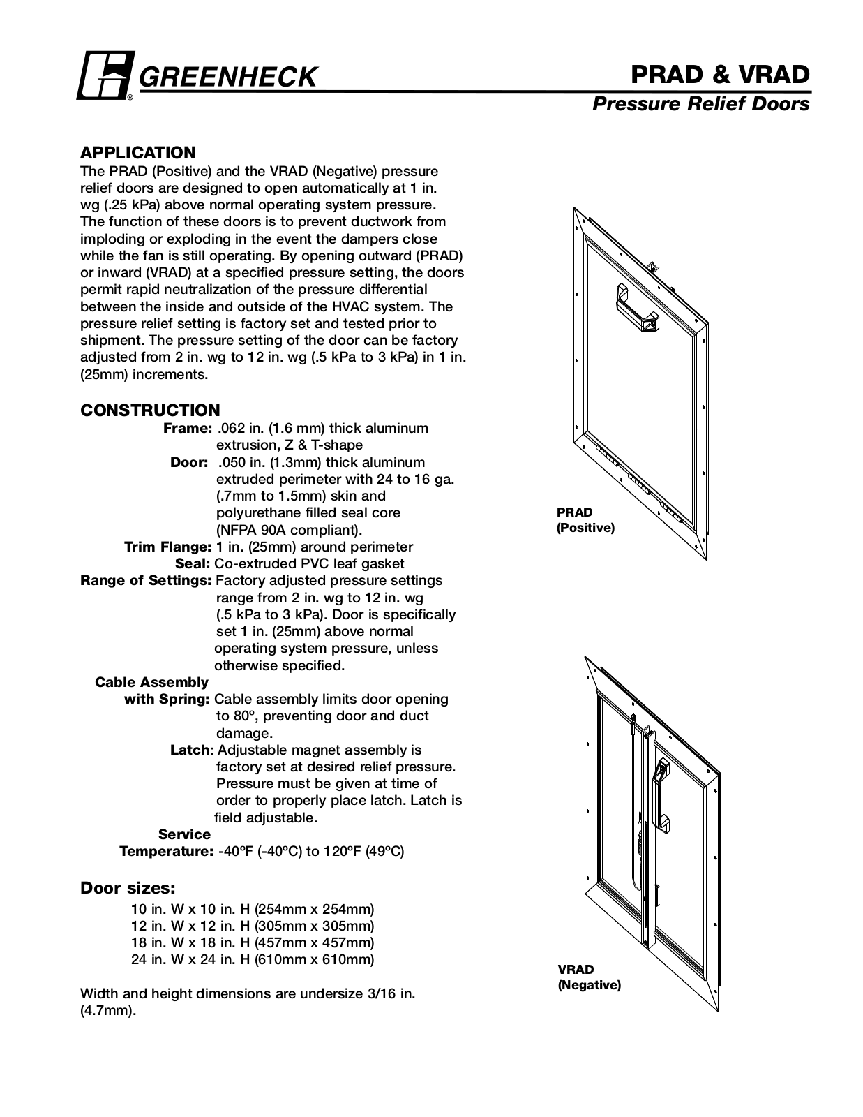 Greenheck PRAD User Manual