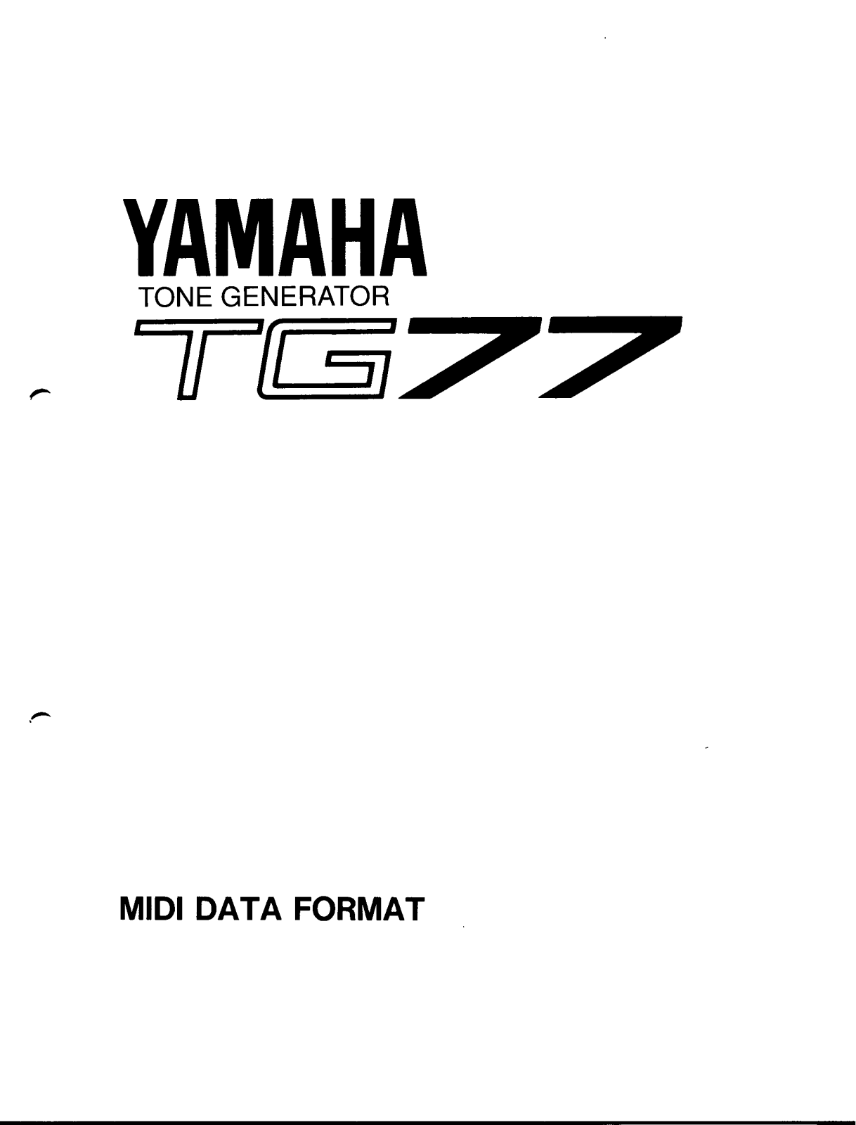 Yamaha TG77, TG77E2 User Manual