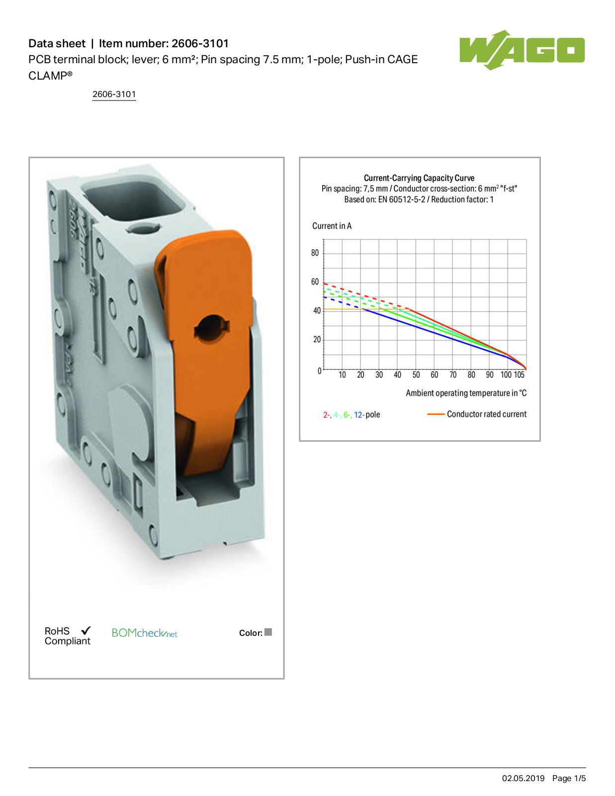 Wago 2606-3101 Data Sheet