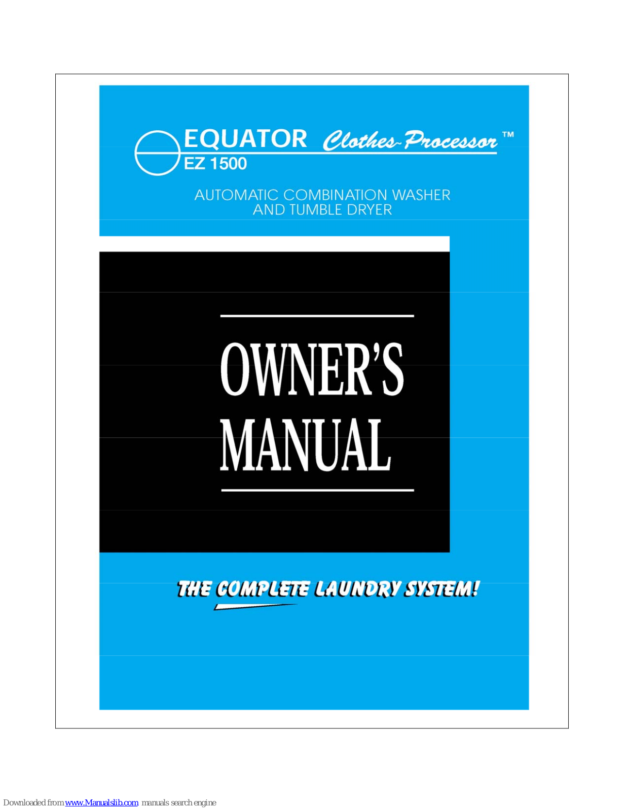 Equator Clothes Processor EZ1500 Owner's Manual