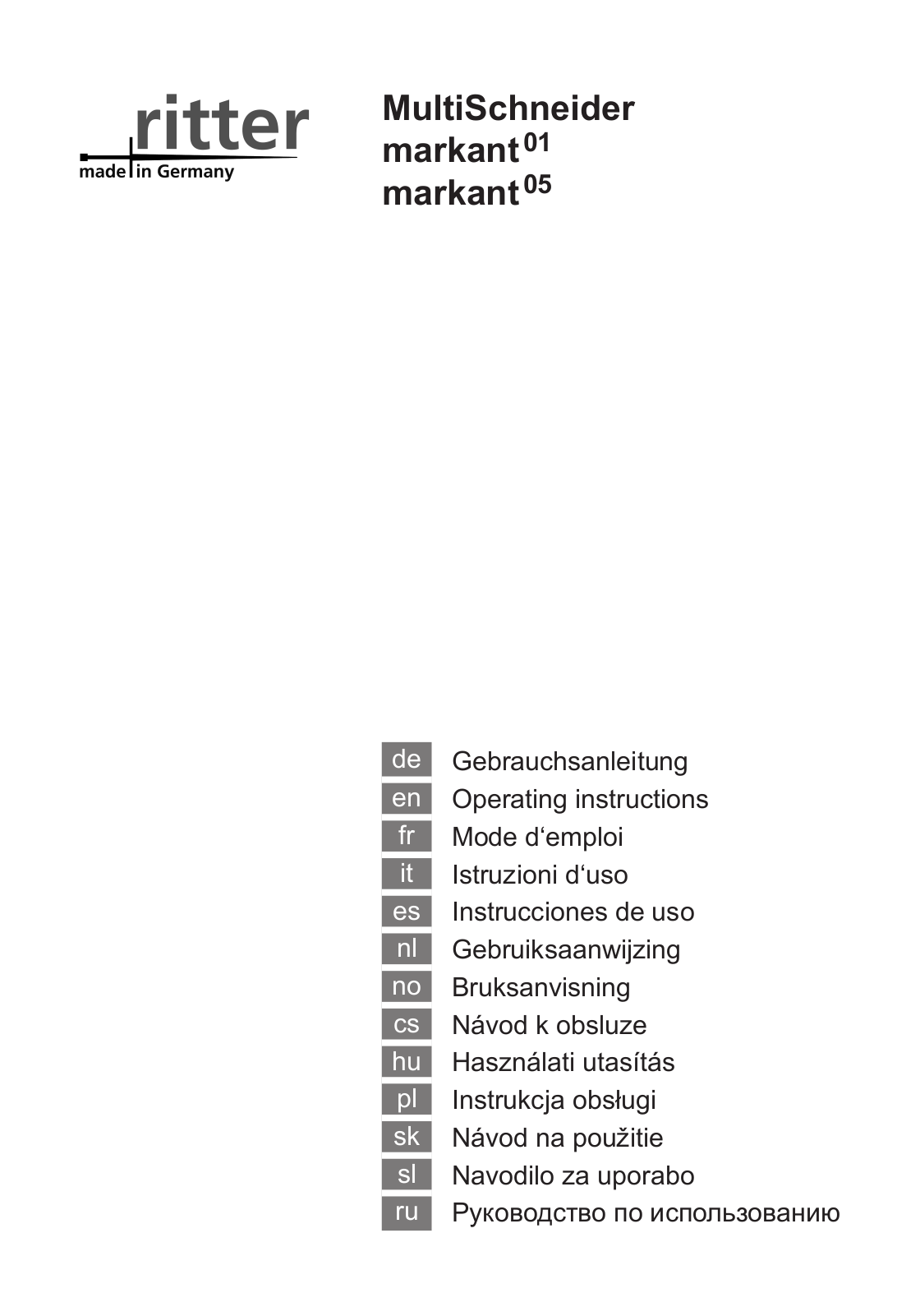 Ritter Markant05, Markant01 User Manual