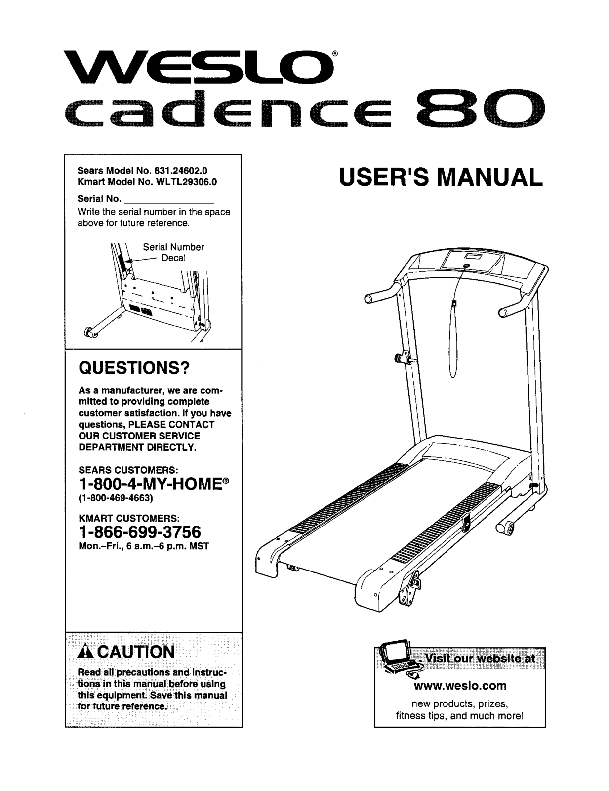 Weslo 831246020 Owner’s Manual - ManualMachine.com