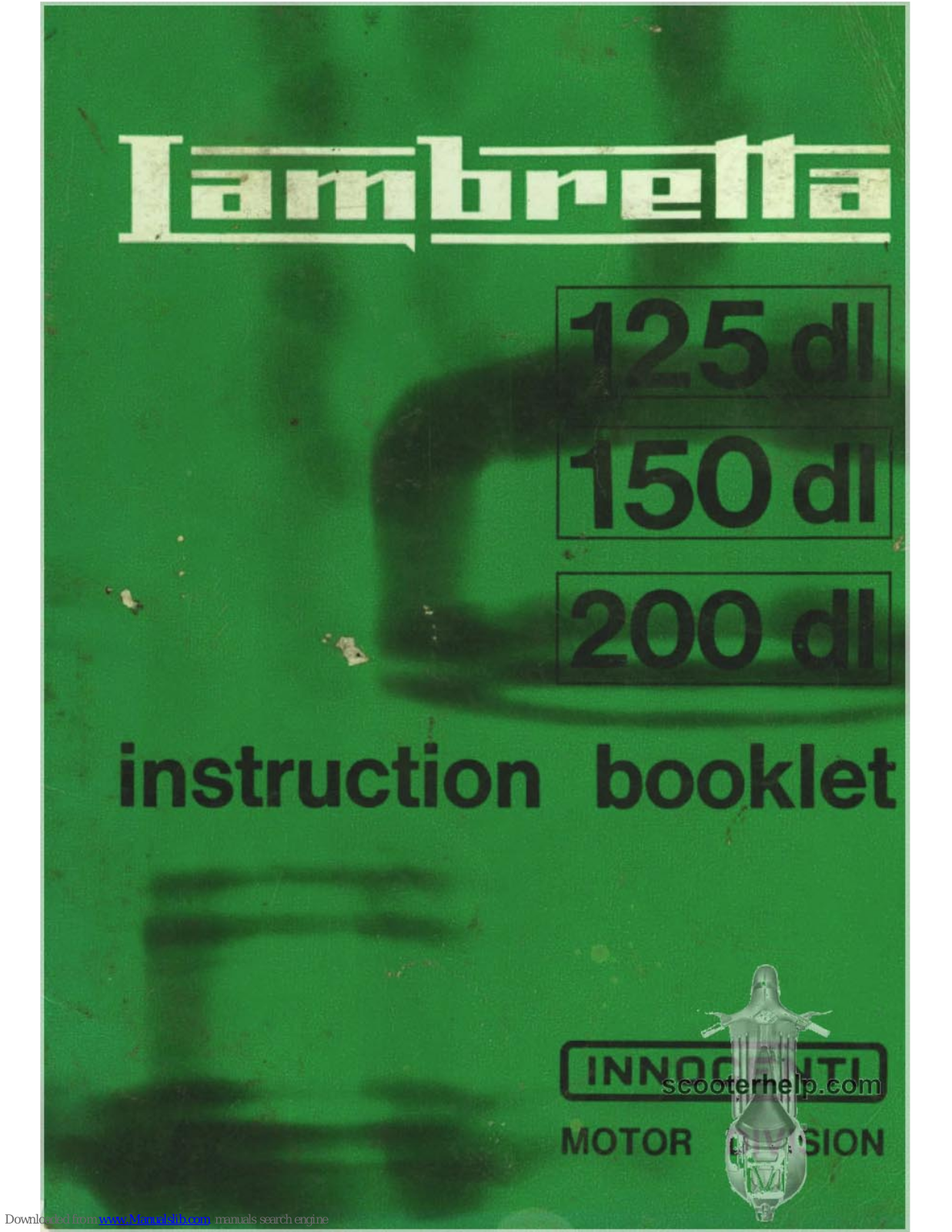 Lambretta 125 dl, 200 dl, 150 dl Instruction Booklet