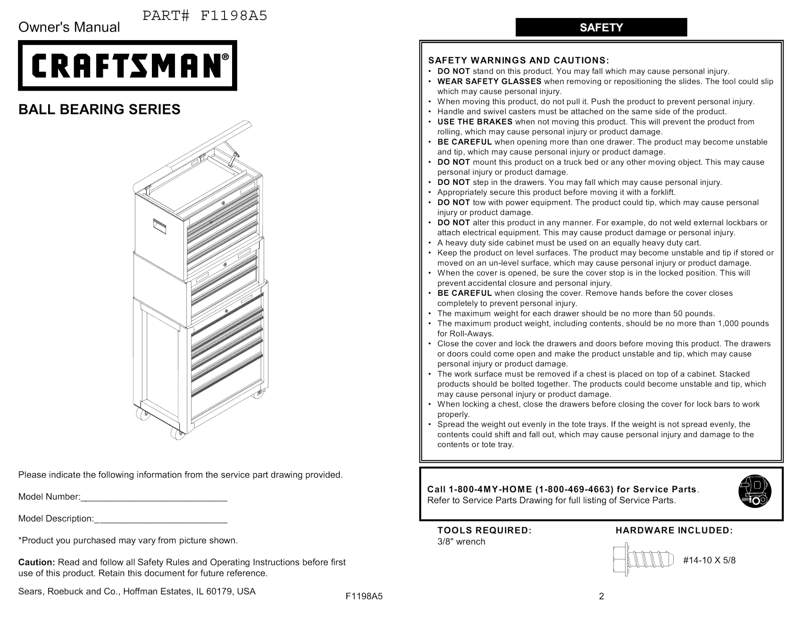 Craftsman 706596194, 706596154 Owner’s Manual