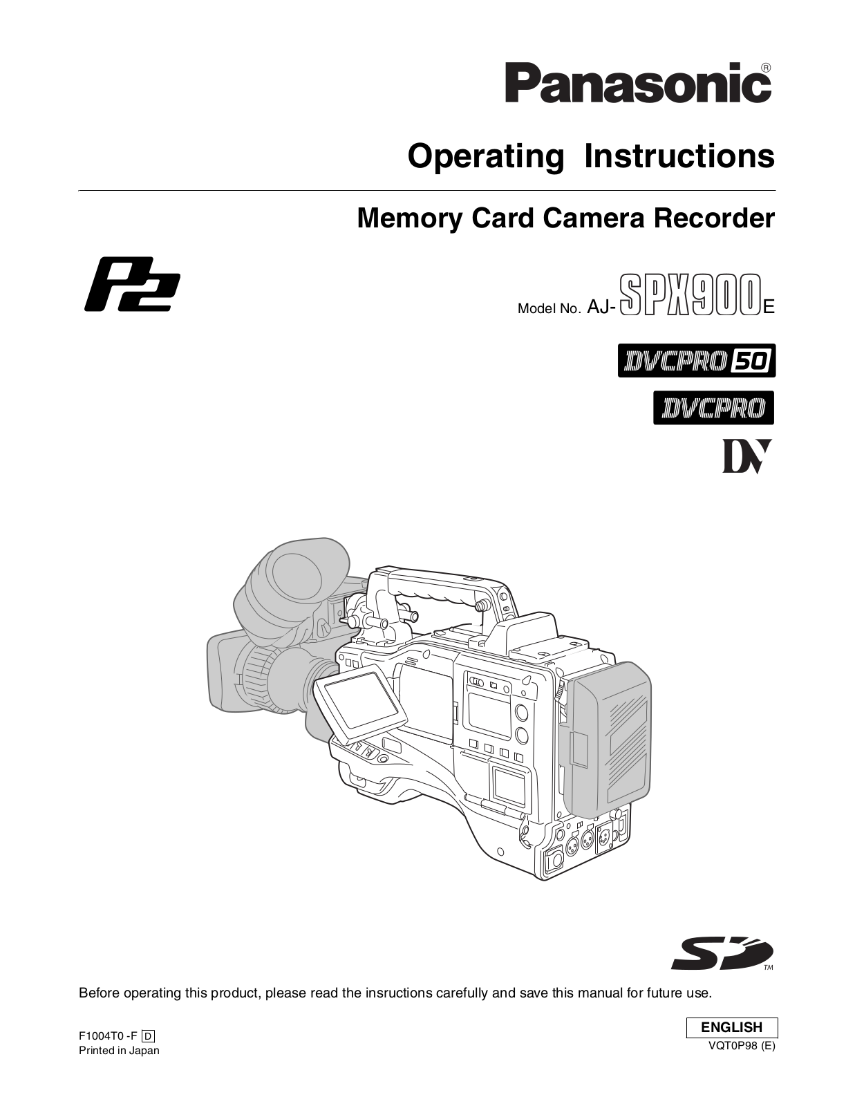 Panasonic SPX900 User Manual