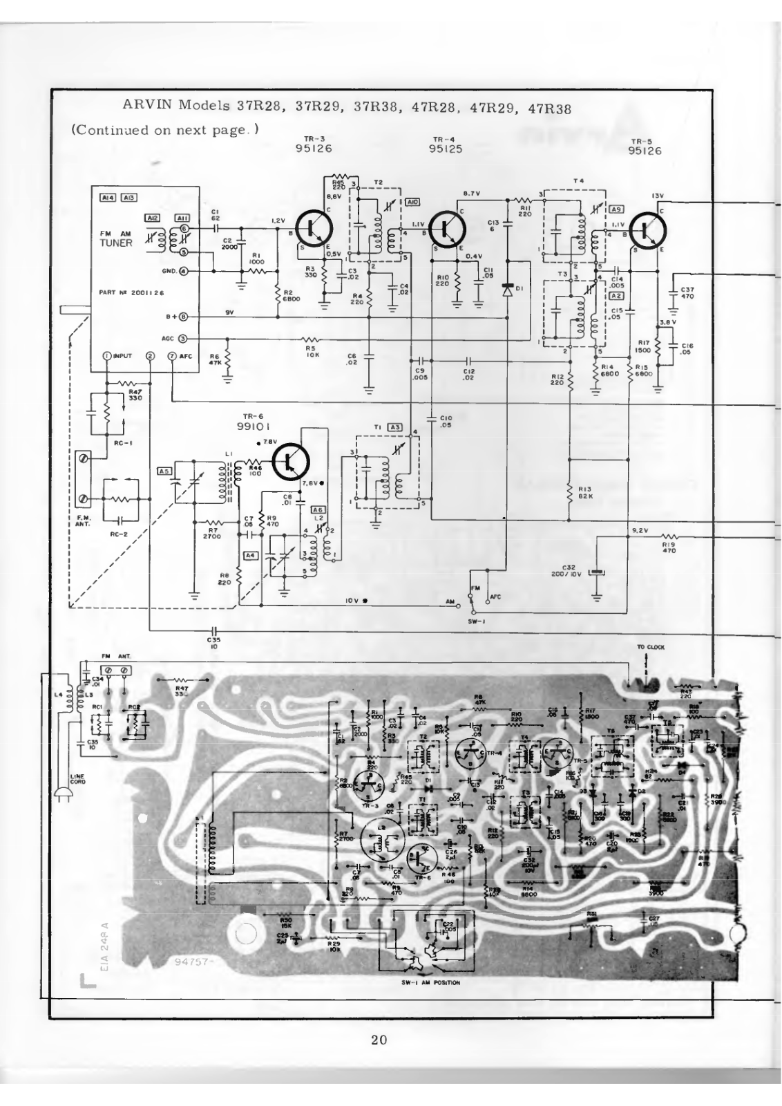 Arvin 37R28, 37R29, 37R38, 47R28, 47R29 Schematic - ManualMachine.com