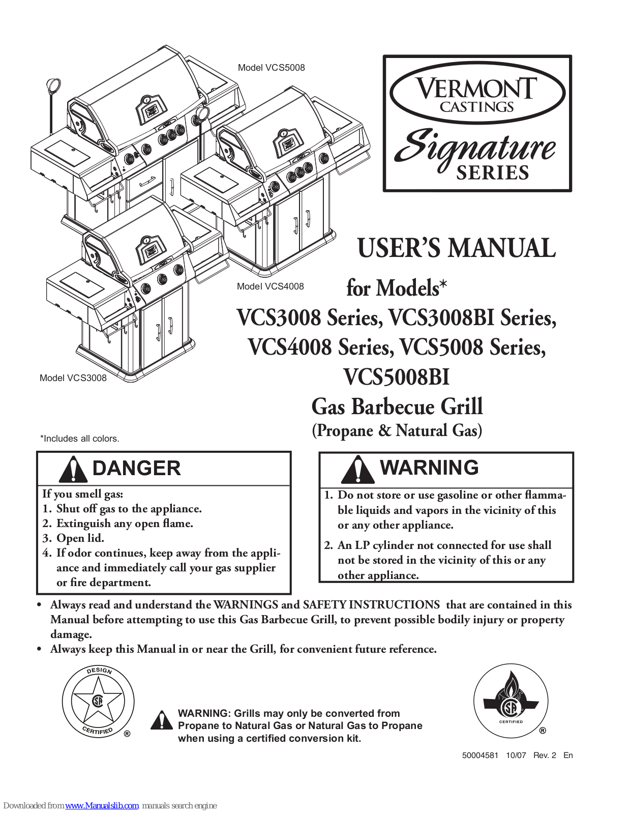 Vermont Castings Signature VCS3008 Series, Signature VCS3008BI Series, Signature VCS5008 Series, Signature VCS5008BI, Signature VCS4008 Series User Manual