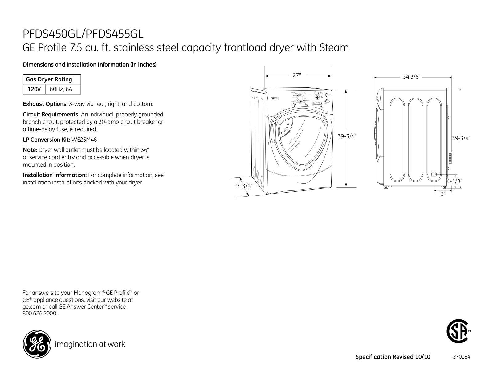 GE PFDS455GLMG User Manual