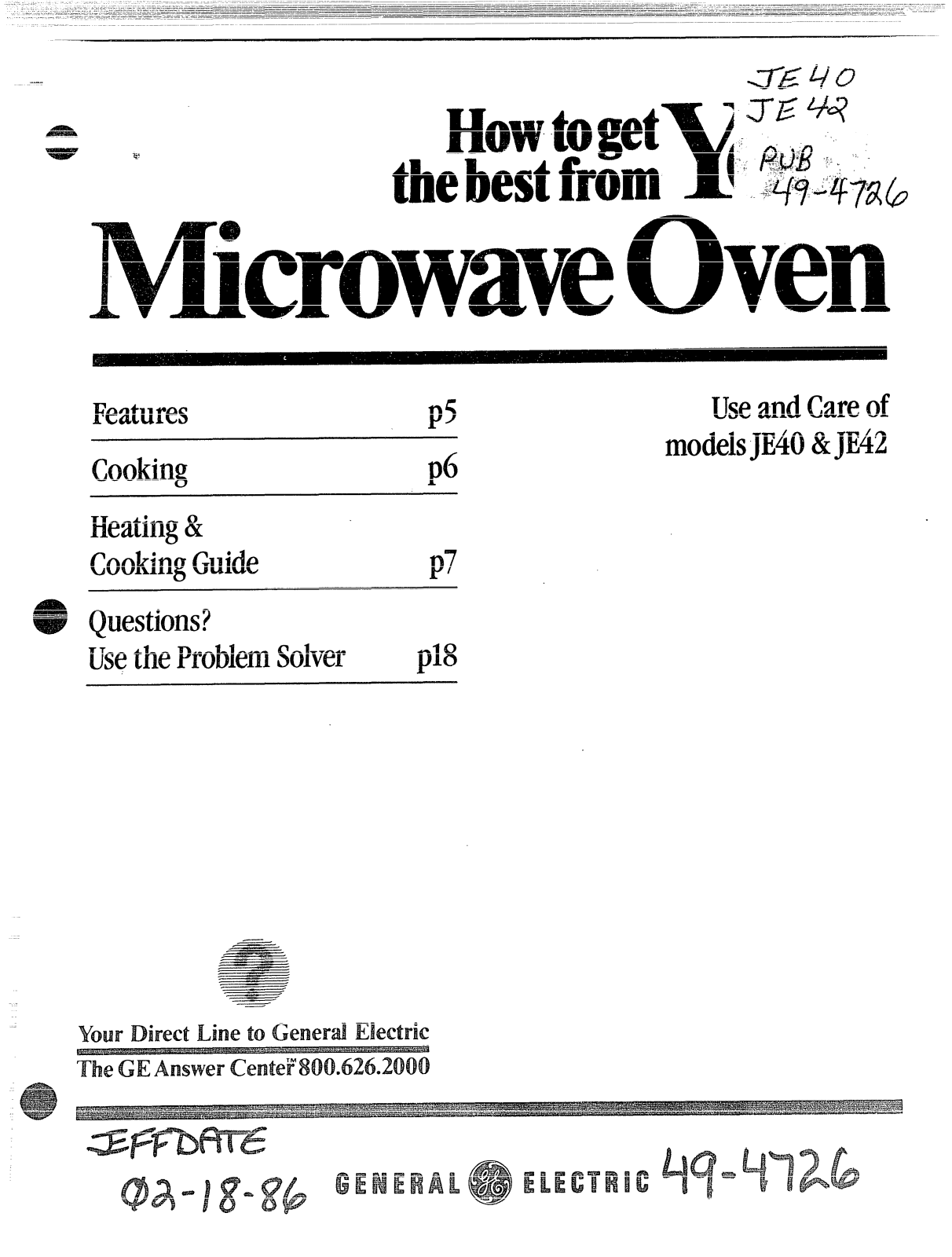 GE JE42, JE40 User Manual - ManualMachine.com