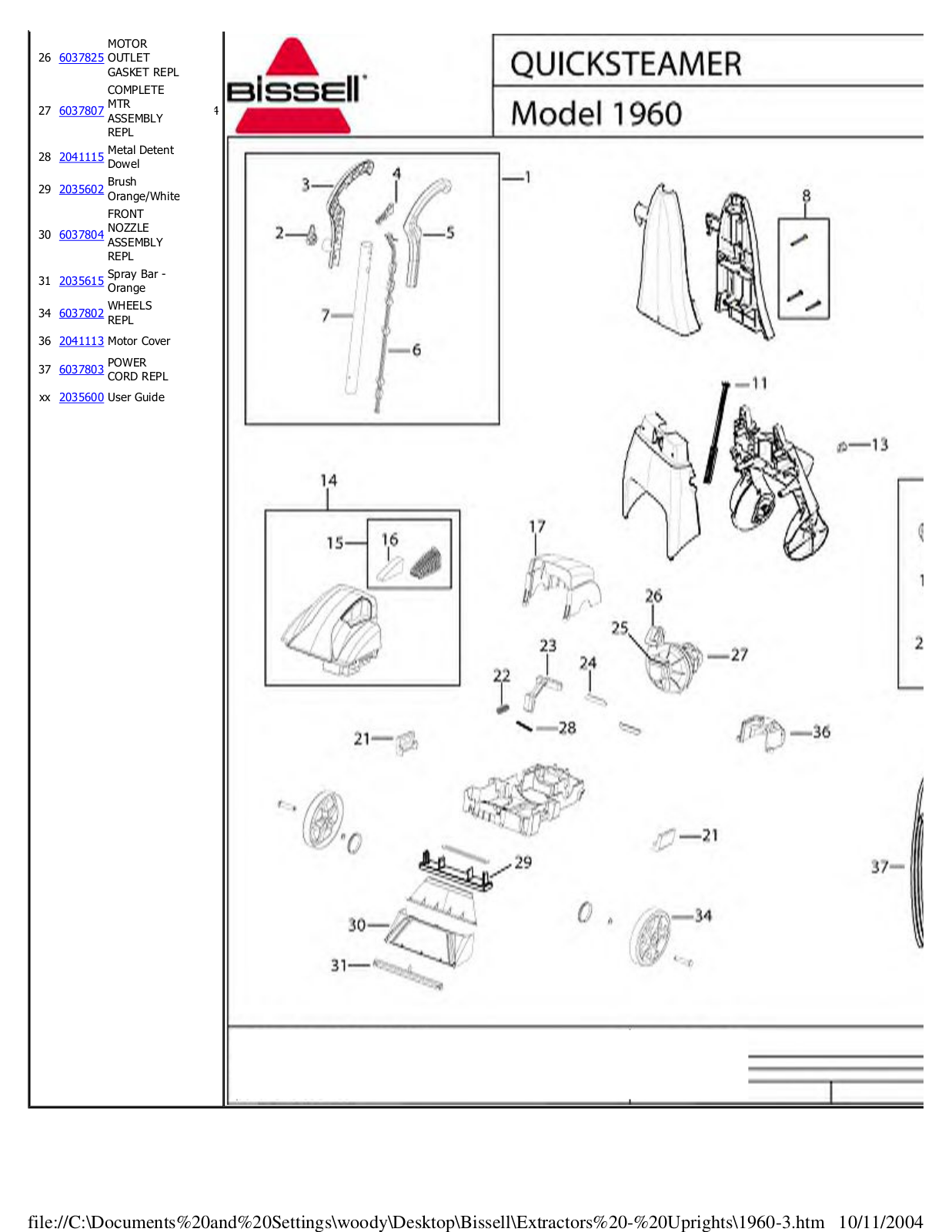 Bissell 1960-3 Owner's Manual