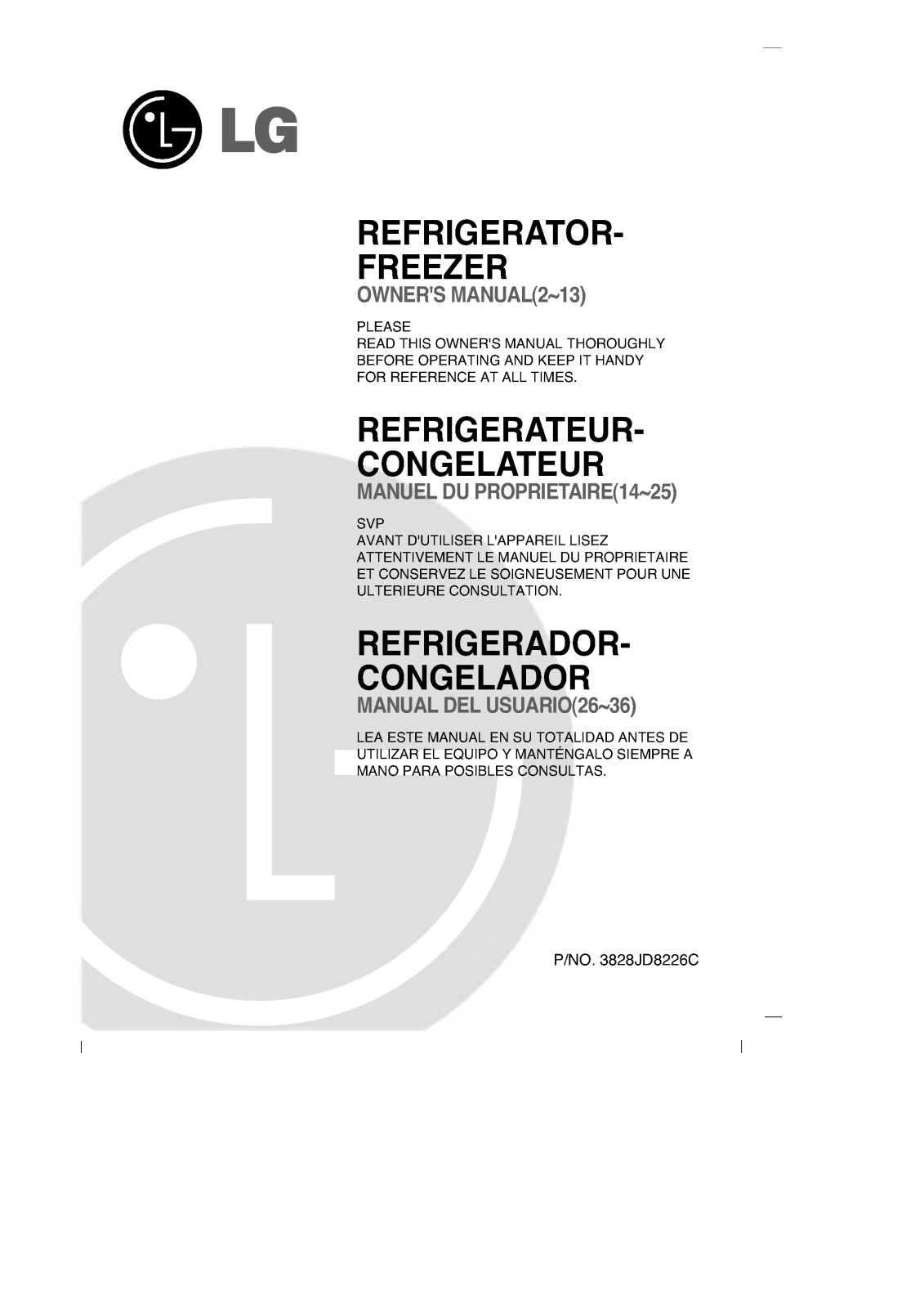 Lg GR-T452X Owners Manual