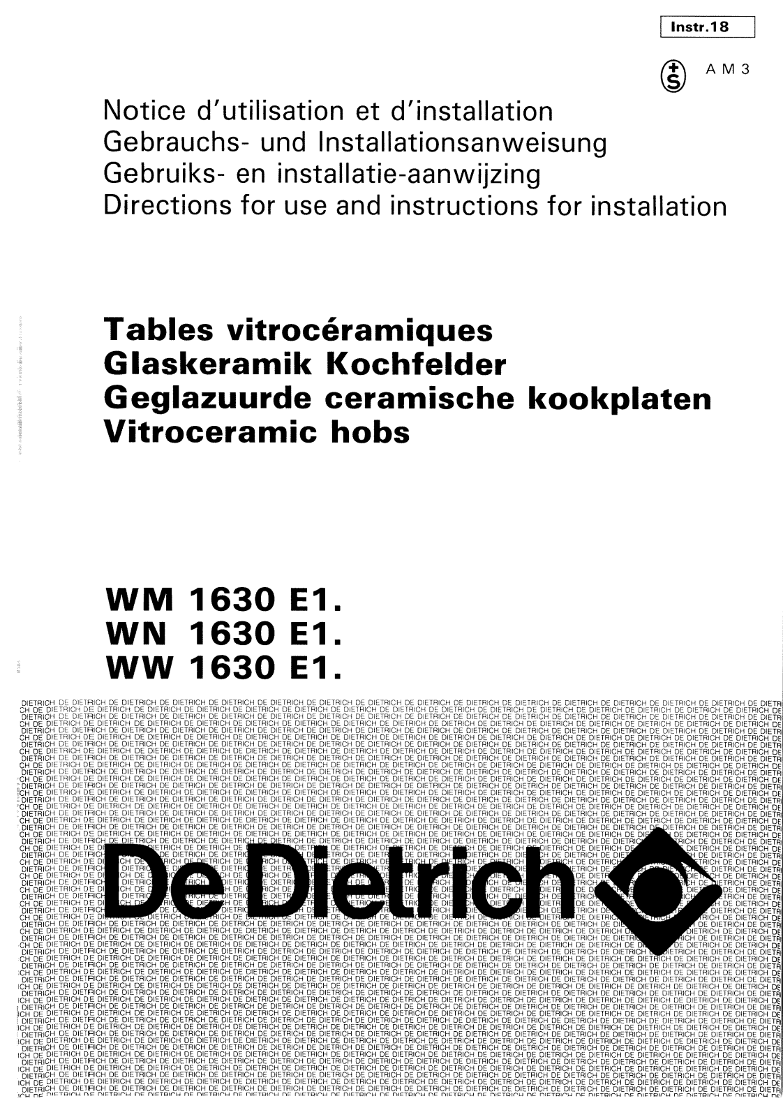 De dietrich WN1630E1, WW1630E1 User Manual