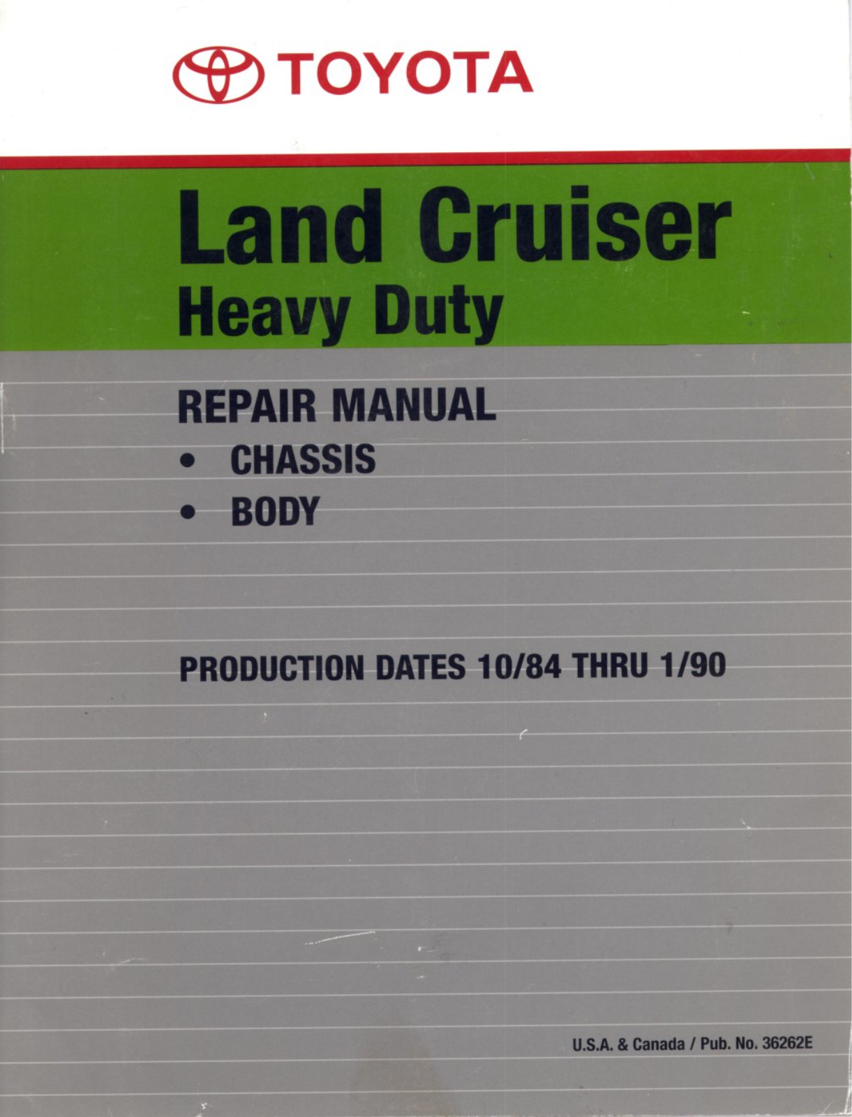 Toyota Land Cruiser Heavy 1984-1994, Land Cruiser 1984 User Manual