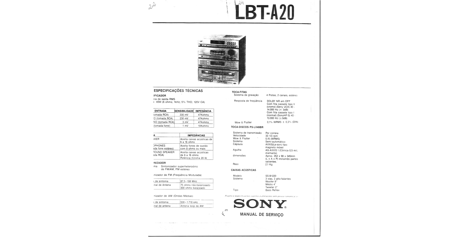 Sony LBT-A20 Schematic