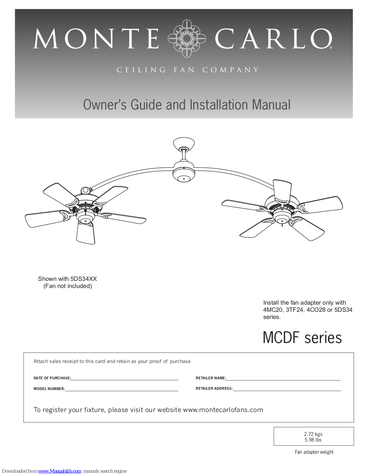 Monte Carlo Fan Company MCDF Owner's Manual