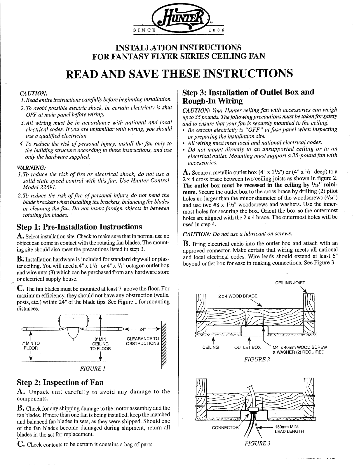 Hunter 24852 Owner's Manual