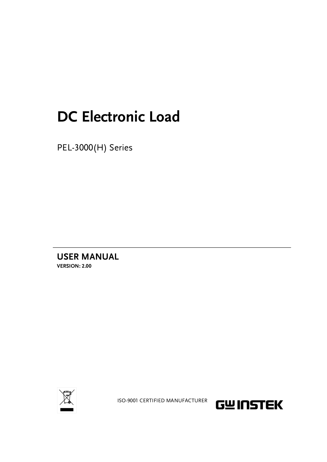 GW Instek PEL-3000 Series, PEL-3211, PEL-3021H, PEL-3041H, PEL-3111H User Manual