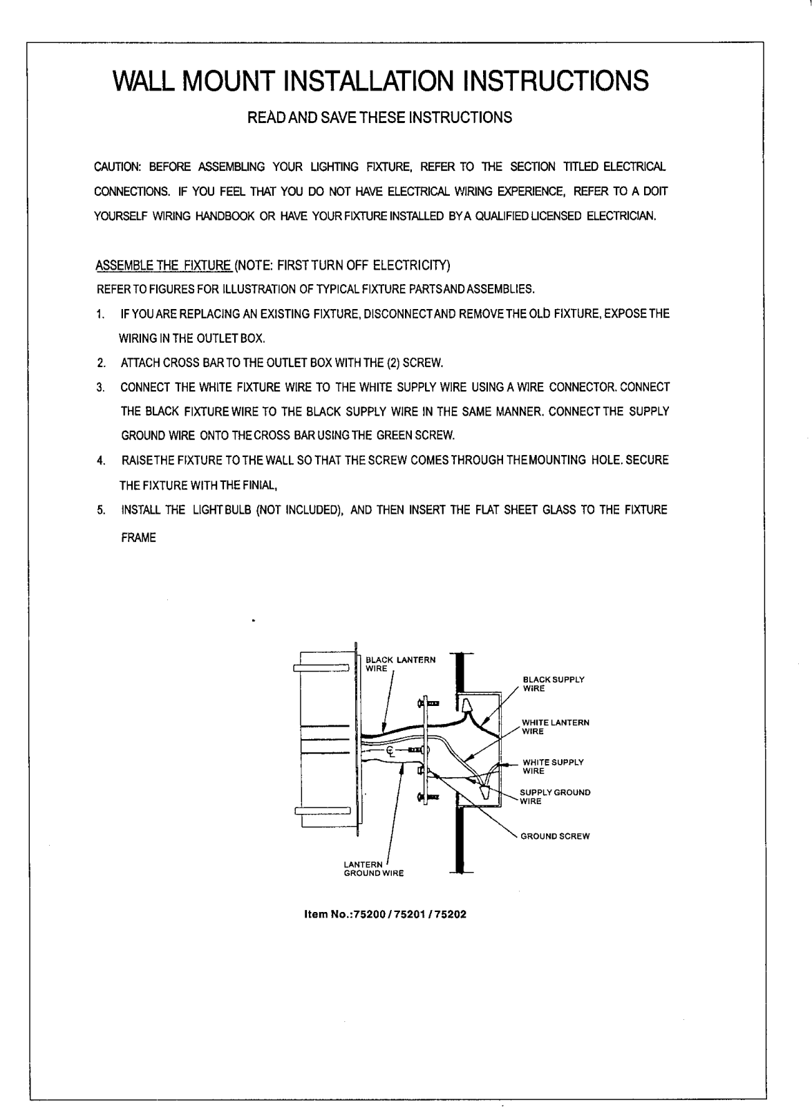 Triarch 75200, 75201, 75202 User Manual