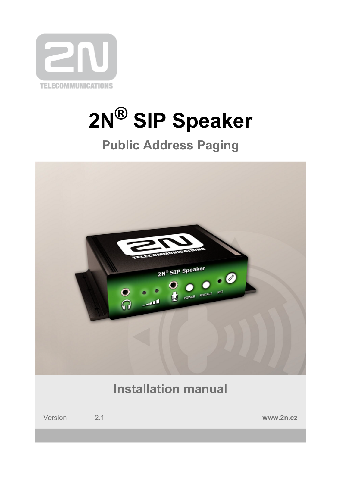 2N SIP Speaker Installation v2.1