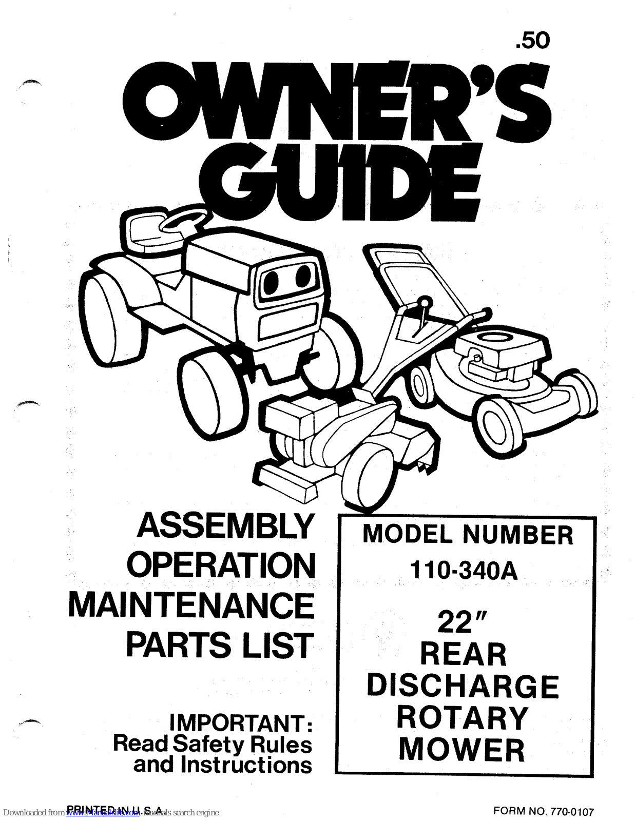 MTD 101-340A Owner's Manual