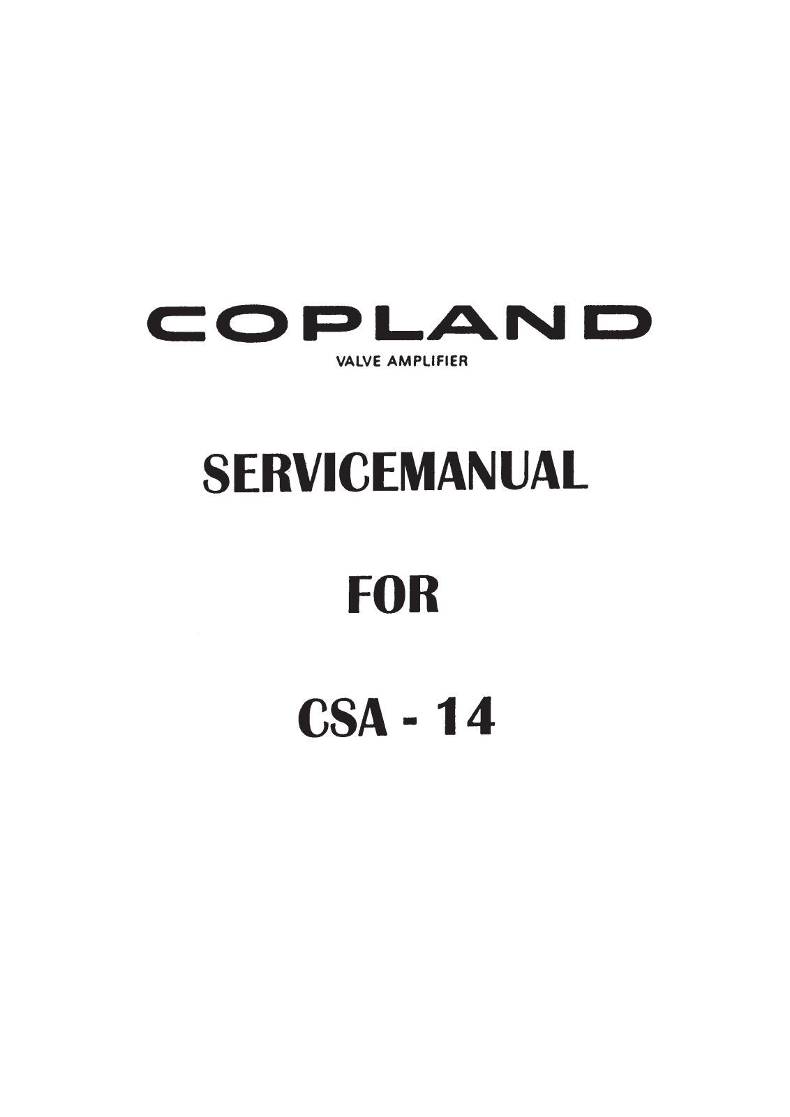 Copland CSA-14 Service Manual