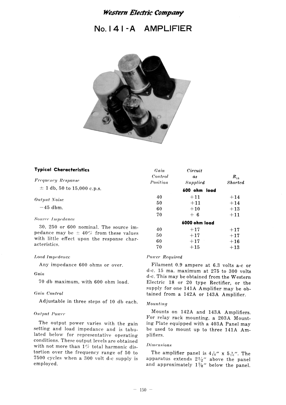 Western Electric 141-A Schematic