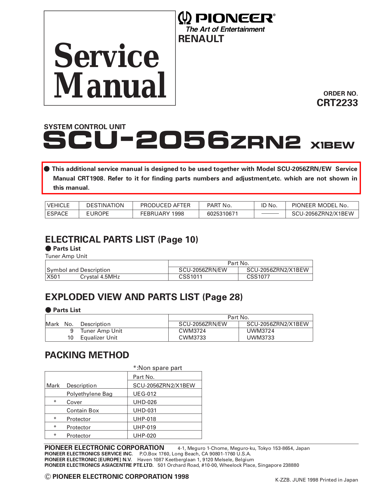 Pioneer SCU-2056-ZRN-2 Service manual