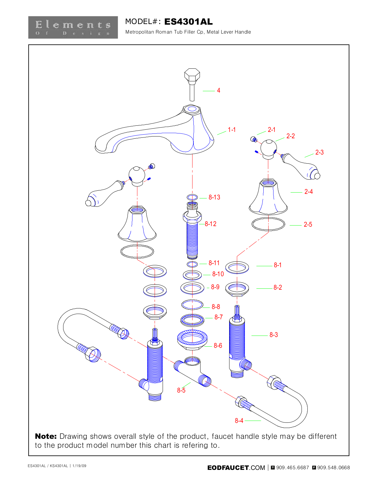 Elements of Design EDE1124 Service Parts - ManualMachine.com
