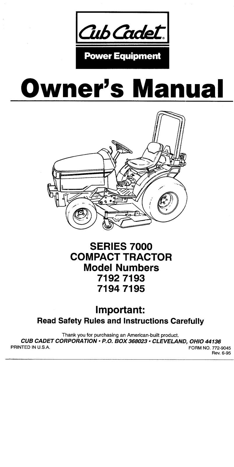 Mtd 7195, 7192, 7193, 7194 owners Manual