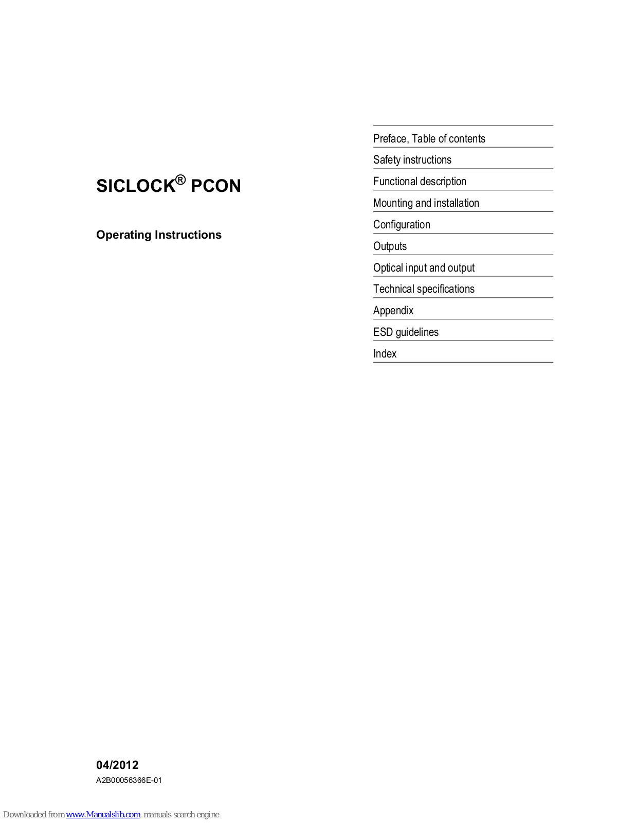 Siemens SICLOCK PCON Operating Instructions Manual