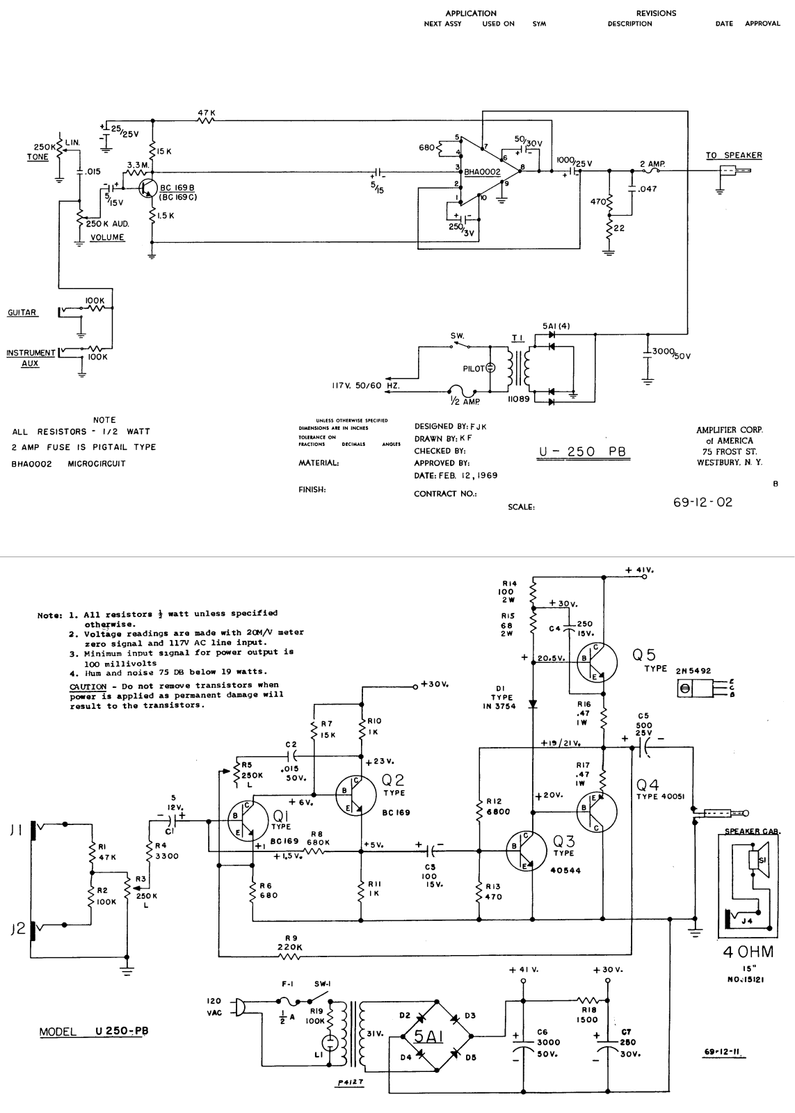 Univox u 250pb schematic