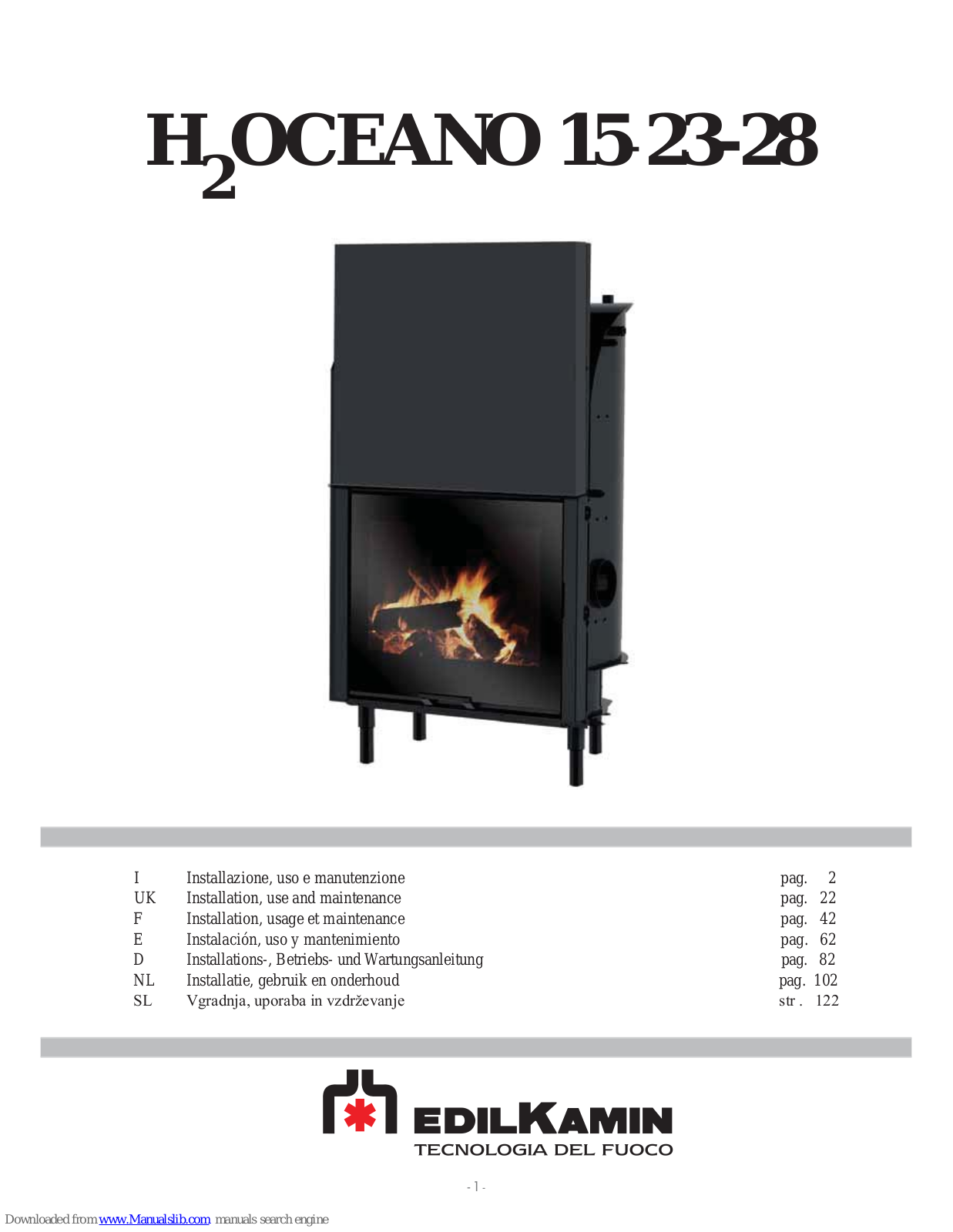 EdilKamin H2OCEANO 15, H2OCEANO 23, H2OCEANO 15 CS, H2OCEANO 23 CS, H2OCEANO 28 CS Installation, Use And Maintenance Manual