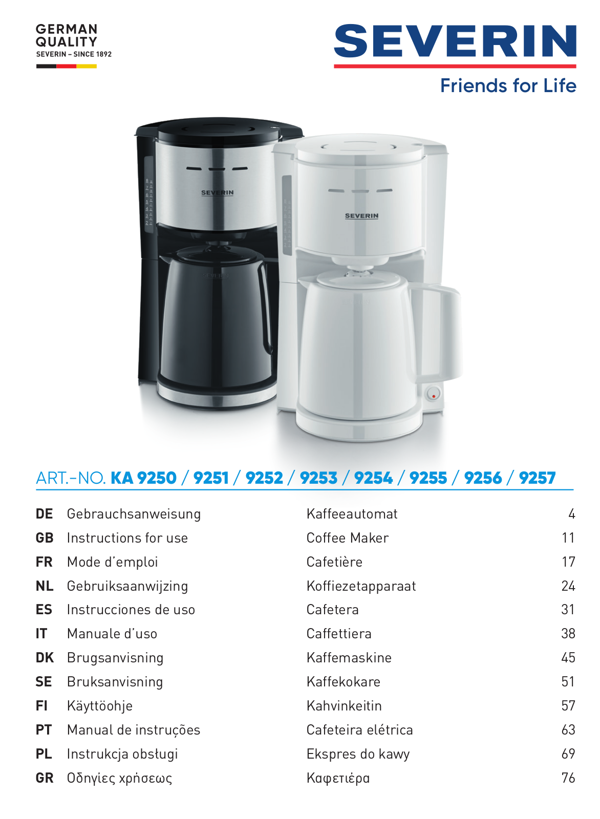 Severin KA 9250 operation manual