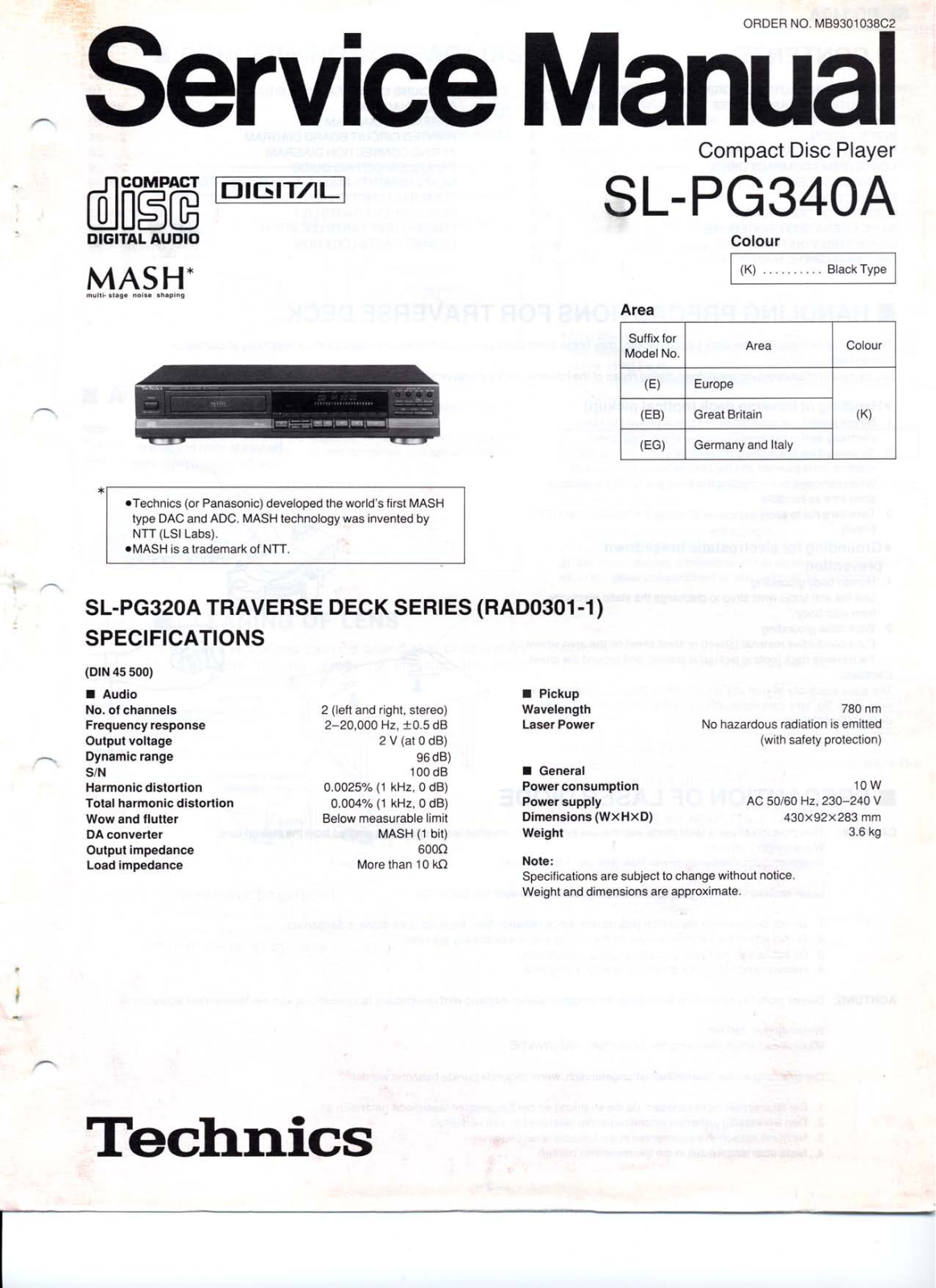 Technics sl pg340a schematic