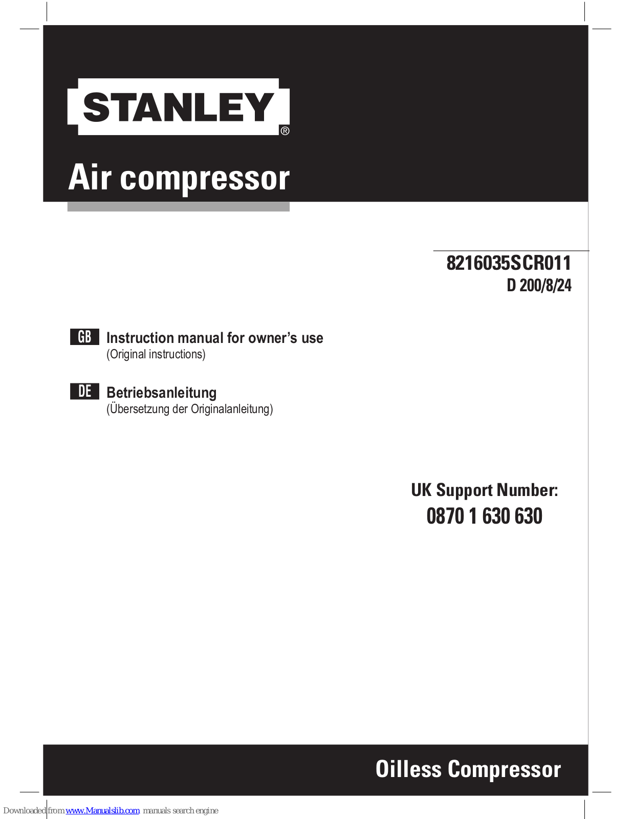 Stanley 8216035SCR011 Instruction Manual