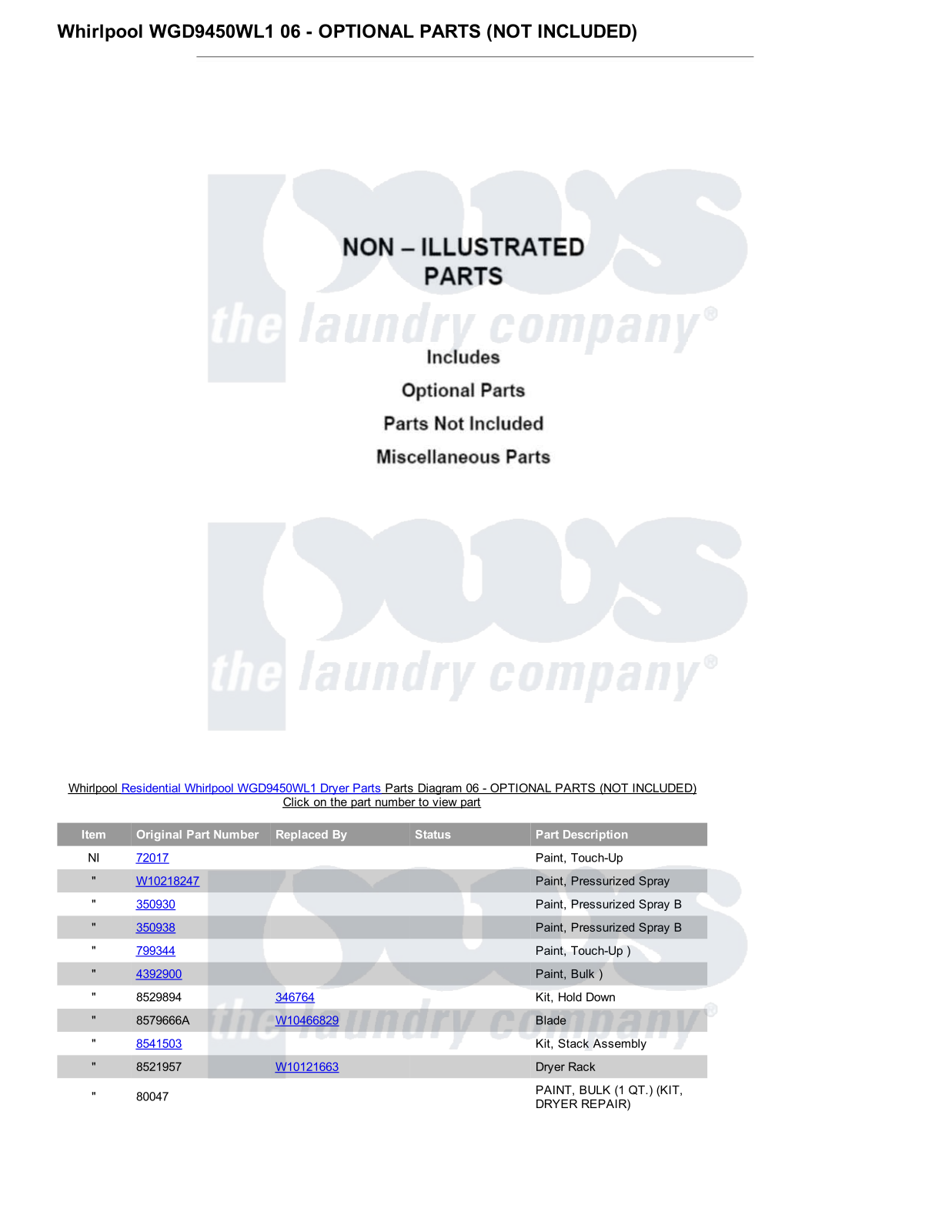 Whirlpool WGD9450WL1 Parts Diagram